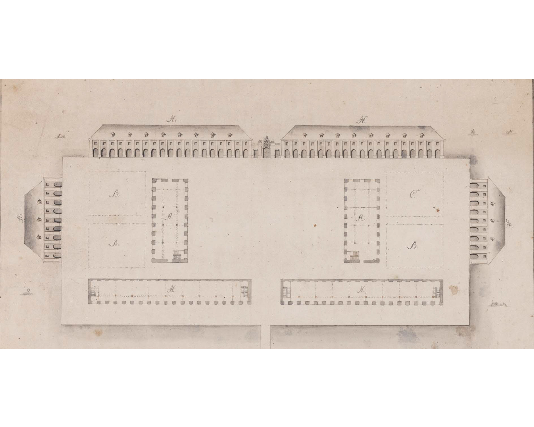 Plan over Christiansholmene, Philip de Langes reviderede projekt, 1763. Kilde: Rigsarkivet.